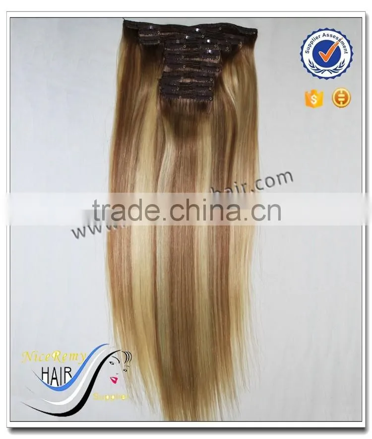 Wholesale clip in human hair extensions piano color hair clip in