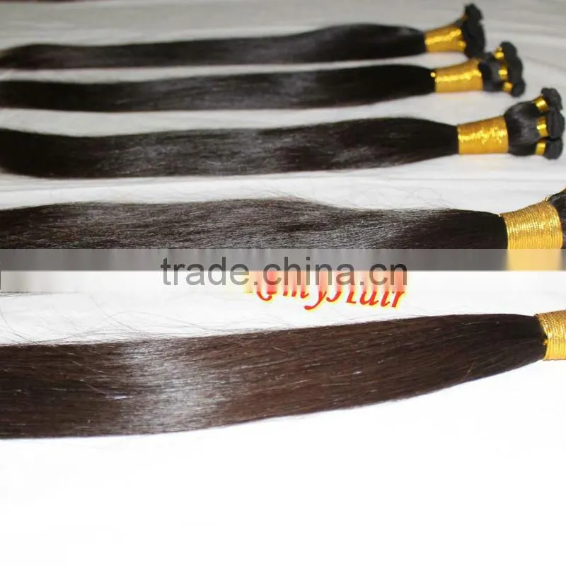 hand tied weft blonde curly remy weft hair extension body wave 100% human hair