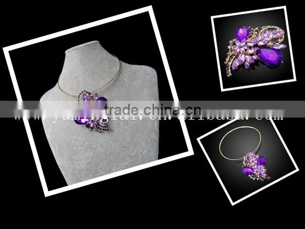 fashion Rhinestone jewelry set ,crystal flower necklace
