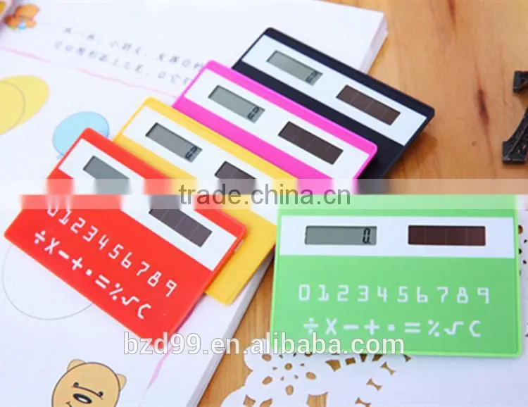 Solar Powered Gift Items/ Porket Mini Card Shape Solar Unique Calculator/ Electronic Gift Logo Custom Printed OEM Manufacturer