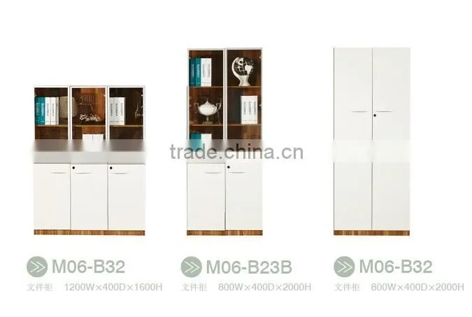 MDF modern style bookcase with glass doors model