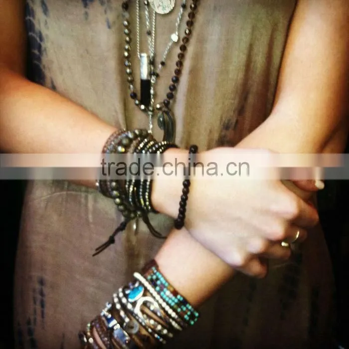 new style white gemstone wholesale european style leather wrap love bracelet