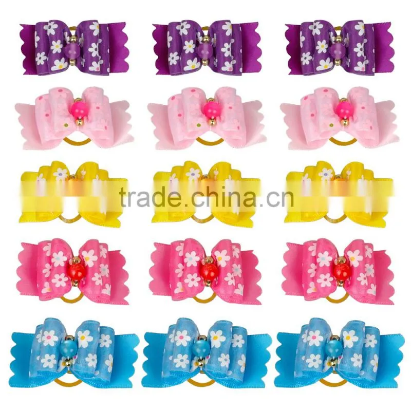 Flowers pattern wholesale dog boutique hair bows small dog hair bows