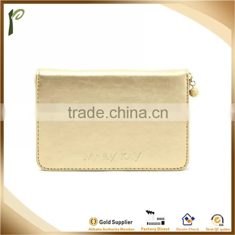 Popwide Hot Fashion PU High Quality Gold Color Beautycase with Mirror