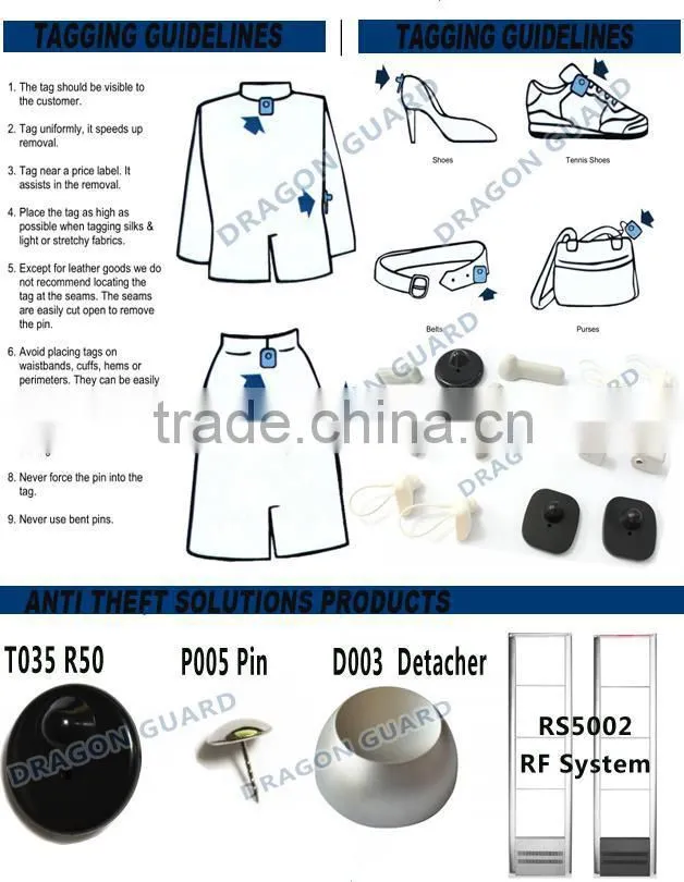 Free sample T035 eas RF anti theft clothing tag