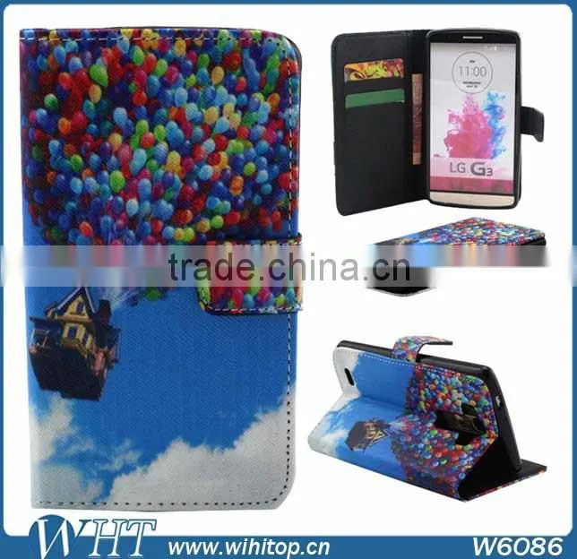 Factory Price! Fancy Leather Case for LG G3, TPU Cover Wallet Leather Case for LG Optimus G3