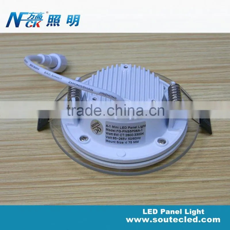 High efficiency recessed ceiling urltra slim round led panel light 85-265v 6w round led panel light