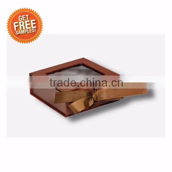 Flat foldable luxury paper packaging boxes with ribbon