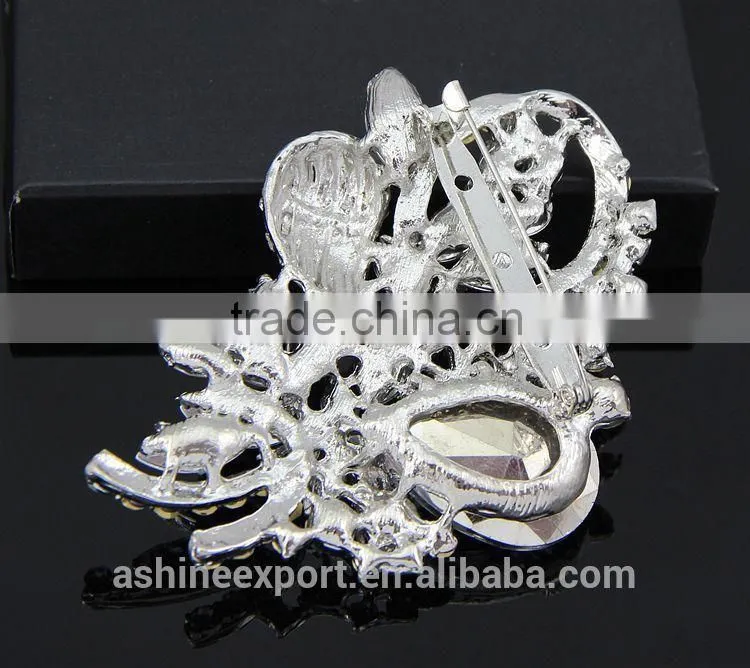 Bright bridal bulk crystal rhinestone flower brooch/handmade rhinestone brooch