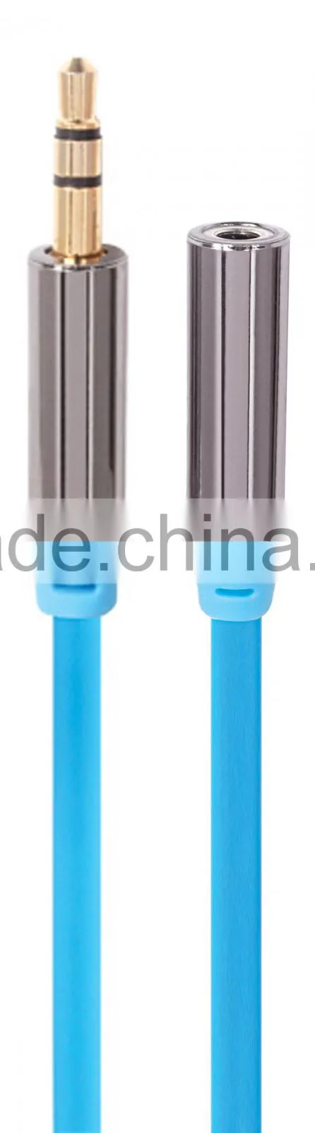 High Quality Metal Cover Flat 3.5mm Male to Female Audio Extension Cable-Blue