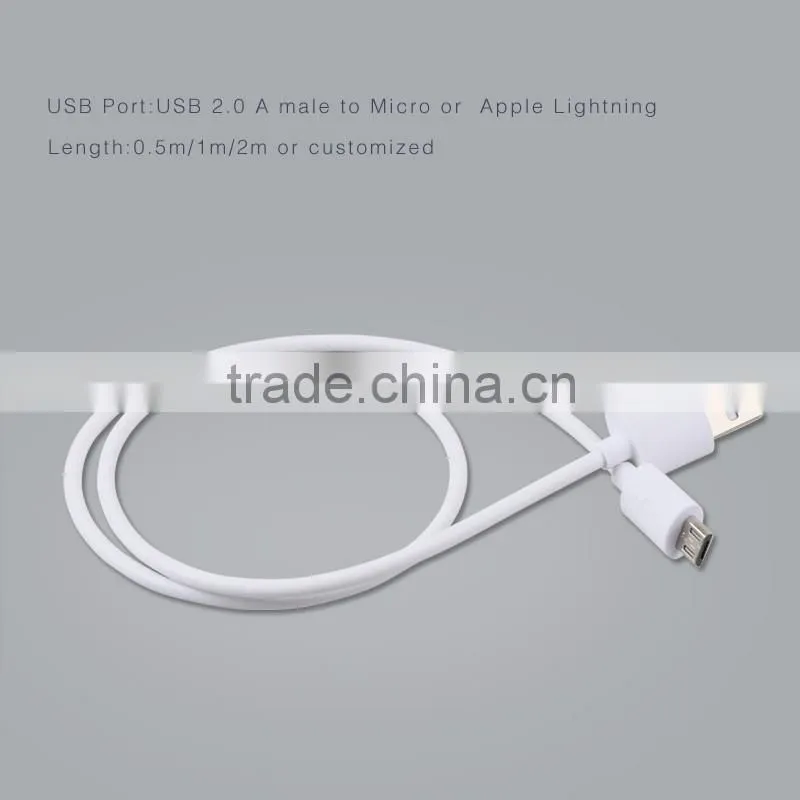 Wholesale Fast Data Transmit Charging micro Round USB data cable For Iphone