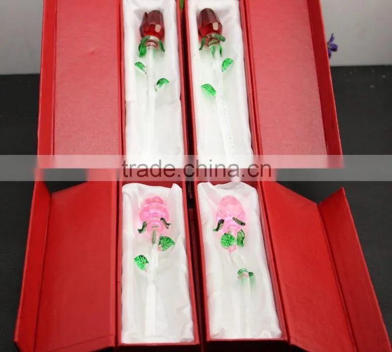 2016 Latest Design Romantic Crystal Rose Flower for Wedding Favors 160*25mm red /pink hot selling