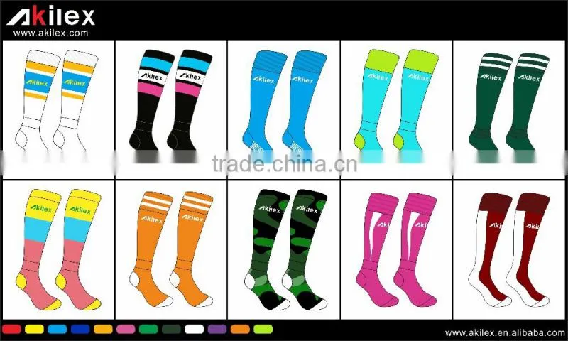2016 Fashion Stripe Unisex sockings Football Socks Long Soccer High Knee Sports Colorful Cotton Socks