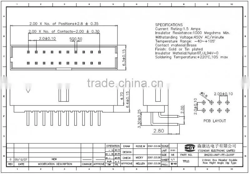 10 pin 2.0mm double row box header