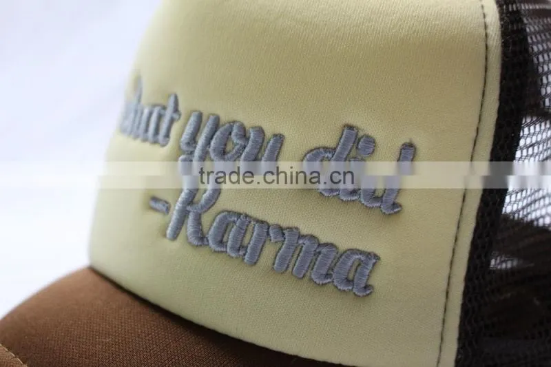 2015 hot sale custom 5 panel foam trucker hat caps embroidery trucker mesh cap