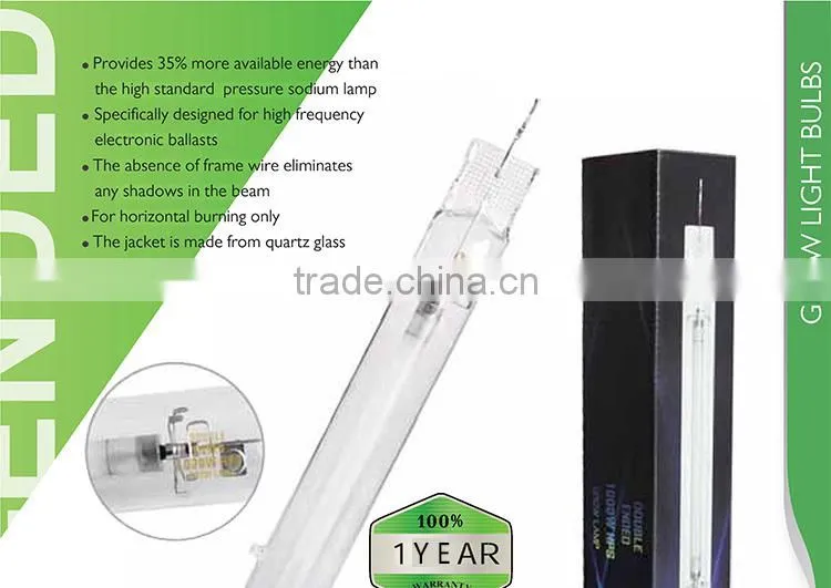 China Top 3 Manufacturer Hydroponics 250w 400w 600w 1000w Double Ended HPS Grow Light