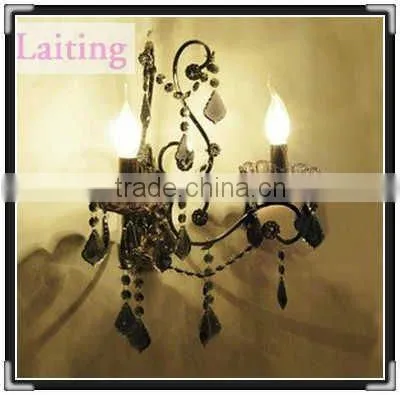 Broque black crystal wall light for dedroom