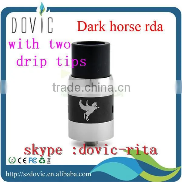 New arrival dark horse rda with 2 drip tips wholesale dark horse rda clone