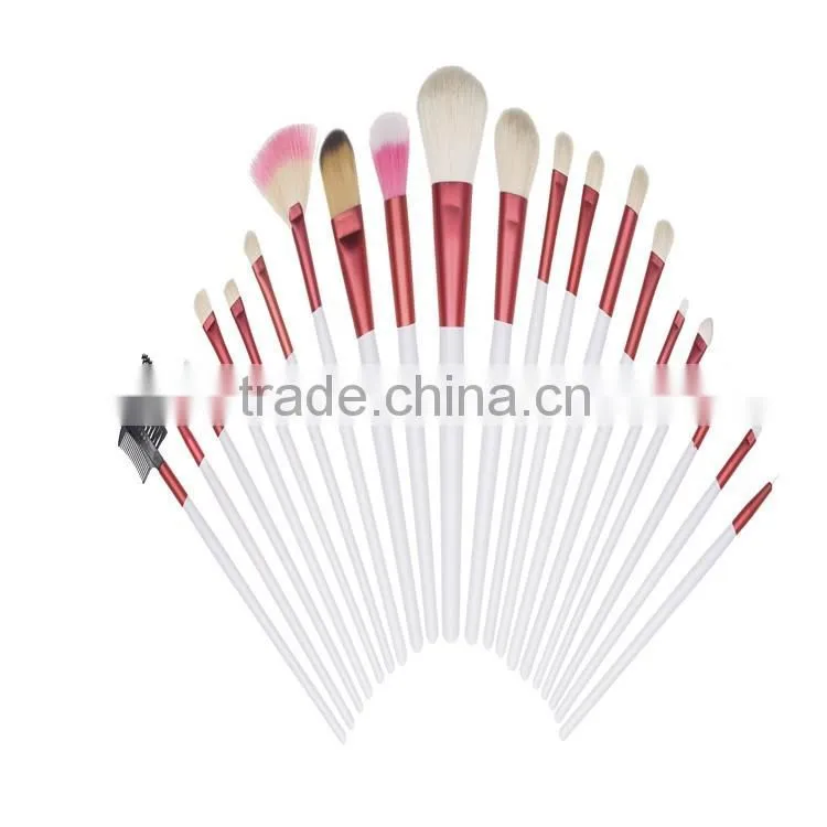 New White Handle Makeup Brushes Set 20 pcs Professional Make Up Tool Kit With Pink Pouch
