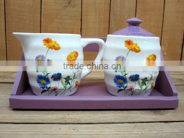 New cheap decal creamer set with sugar bowls