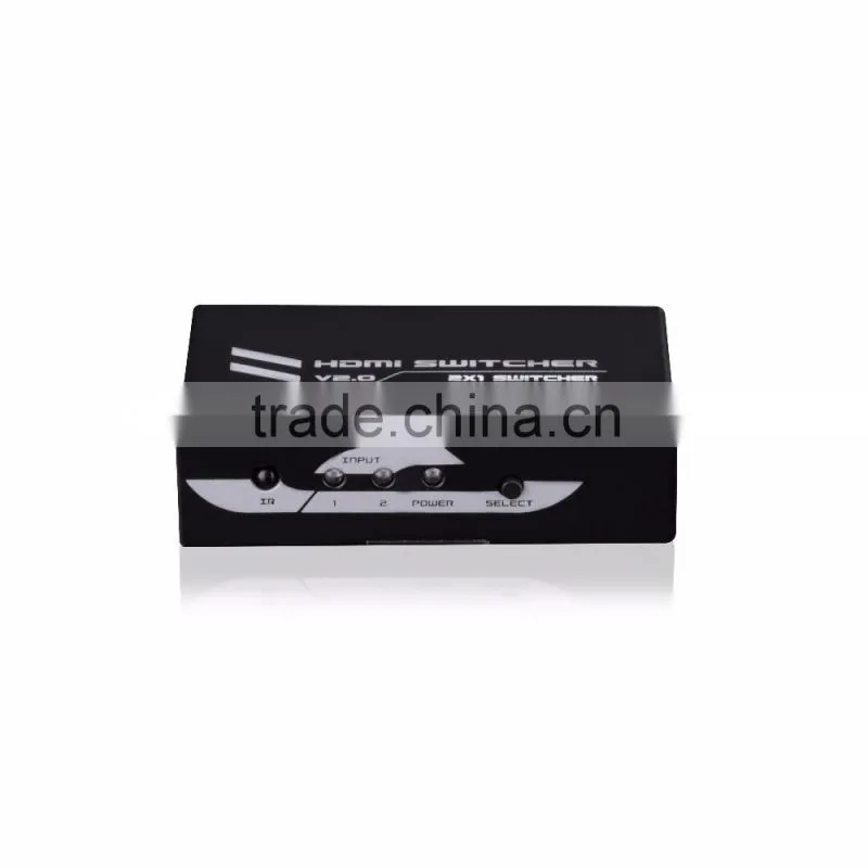 video matrix switcher 2.0 2 port HDMI Switch 2x1 hdmi switch support 4kx2k 1080p 3D for hot video player