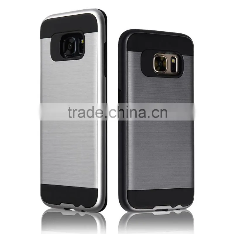 C&T Heavy Duty Brushed Metal Texture Hybrid Dual Layer Slim Protector Case Cover for Samsung Galaxy S7
