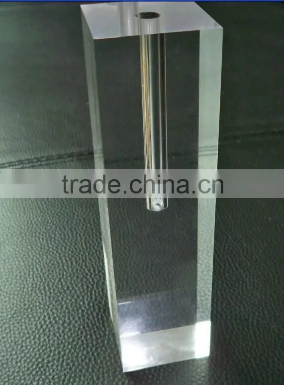 Transparent acrylic cube with hole good polishing