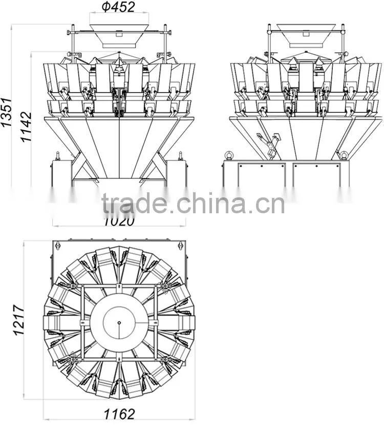 500-2000g Small Hardware 10 Heads Multihead Weigher Screw Weighing Scale