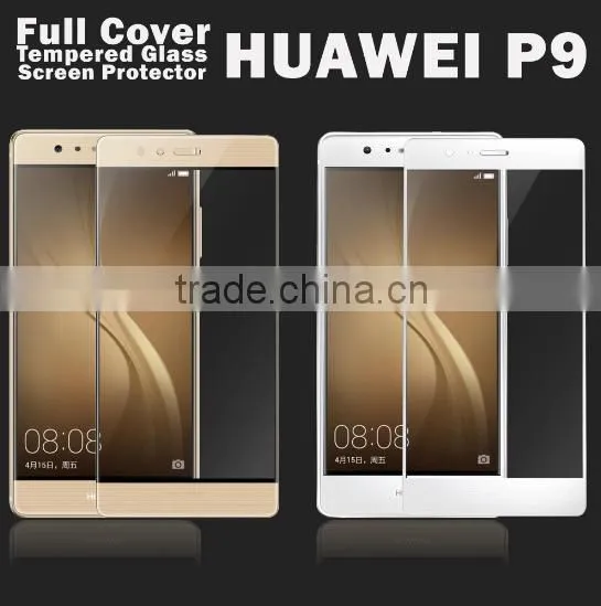Anti-fingerprint colored clear tempered glass screen protector for Huawei P9