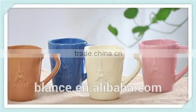 custom 400ml Eiffel Tower mug with pure color in different design