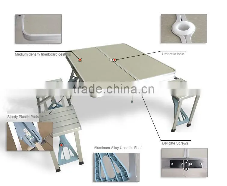 Wholesale Aluminum Outdoor Dinner Portable Camping Folding 4 Chairs Table Set