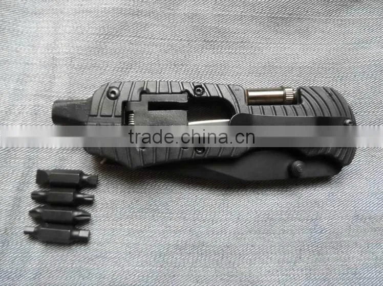 OEM multifunctional LED folding pocket knife with screwdriver