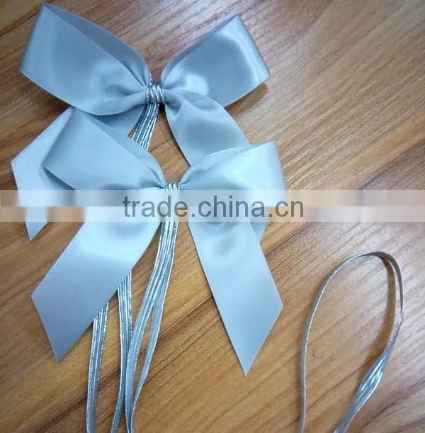 wholesale silver ribbon bow silver elastic loop