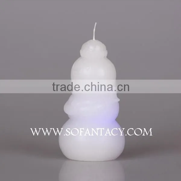 snowman shape paraffin wax led candle.colour changing led wax candle wedding decoration