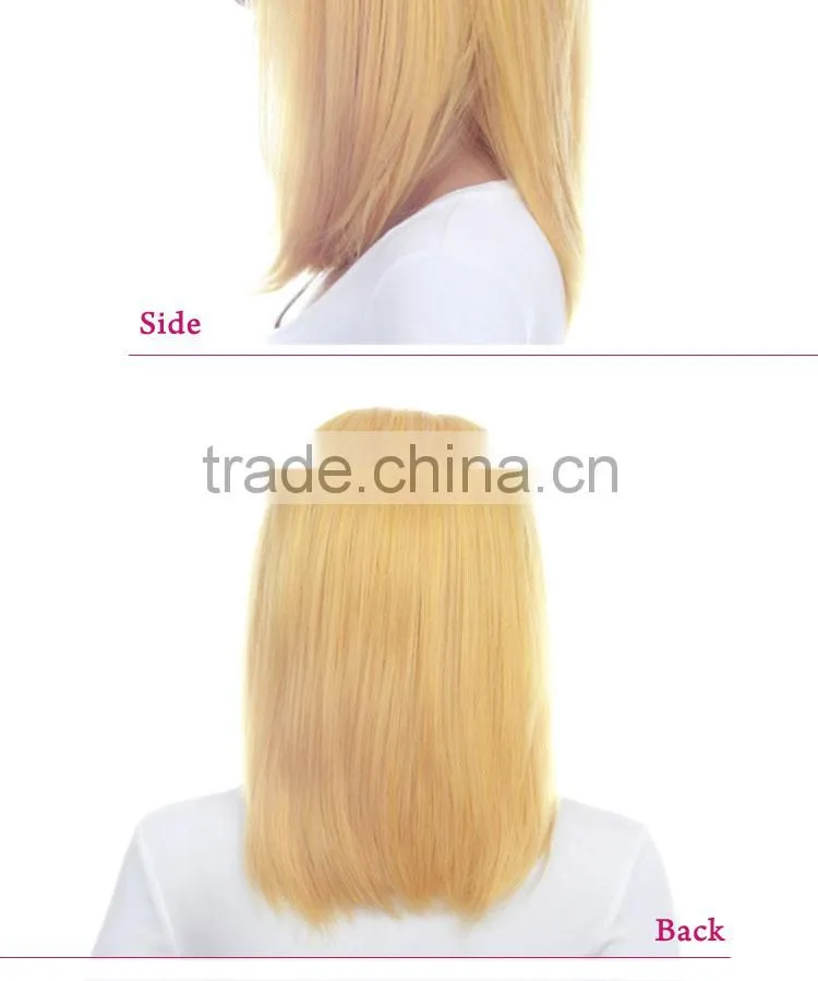 2014 New arrival high density short blonde lace front wig