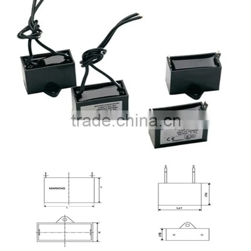 black plastic case square type cbb61 fan capacitor 250v