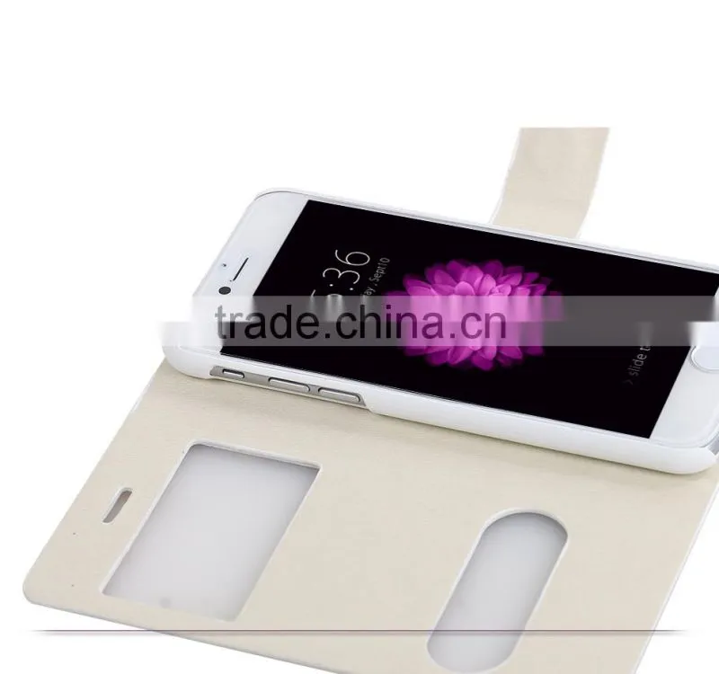 Double window Flower PU leather flip case for iphone 6,mobile phone case