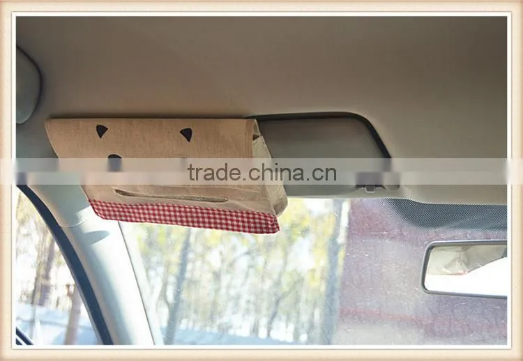 sun visor tissue box cotton and linen car tissue holder