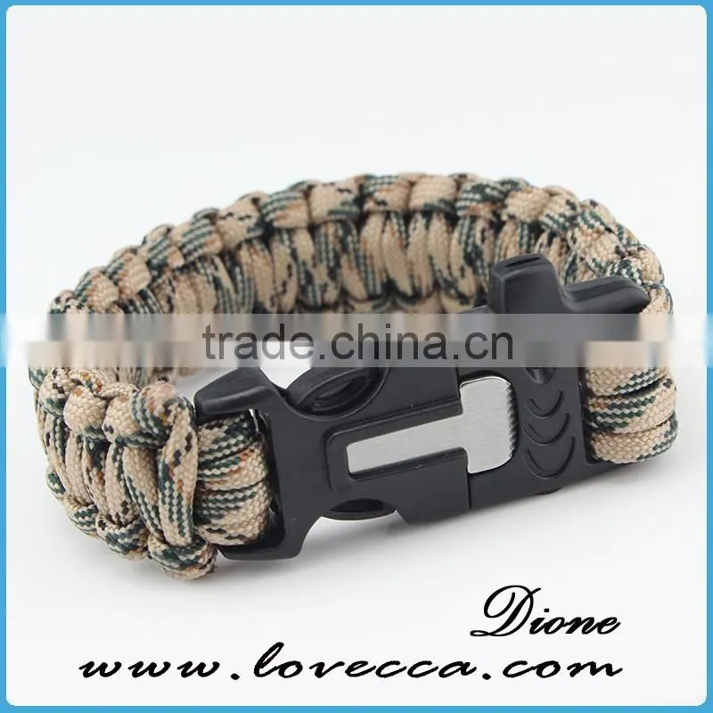 3m parachute cord Fire starter Whistle Sharpening steel paracord bracelet 4in1