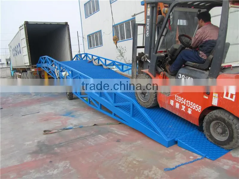 Fixed container hydraulic mobile load ramp