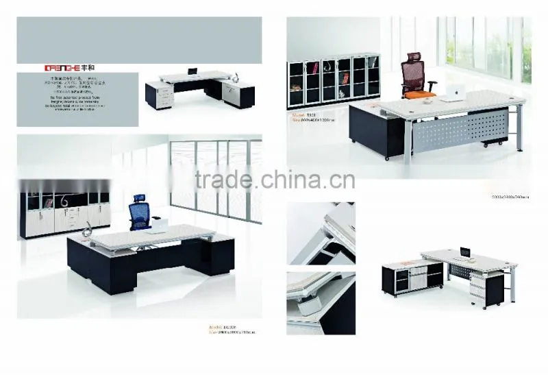 Wooden office furniture table aluminum alloy leg frame office design executive desk