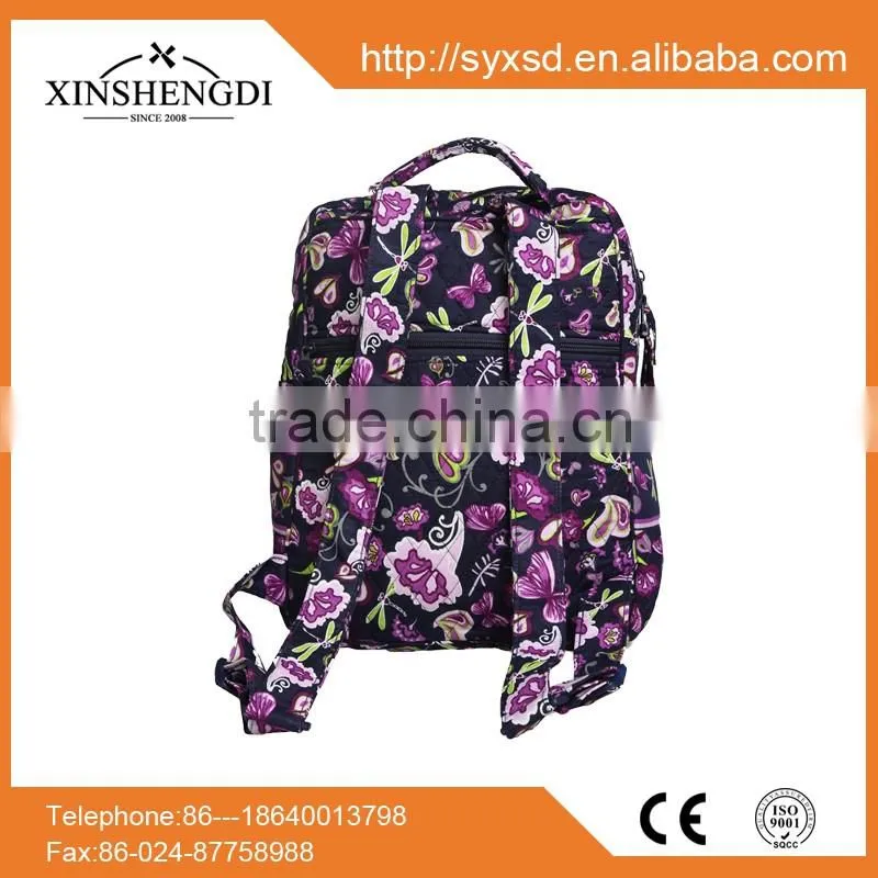 New design cotton floral quilted textile printing side by woman oem girls haversack