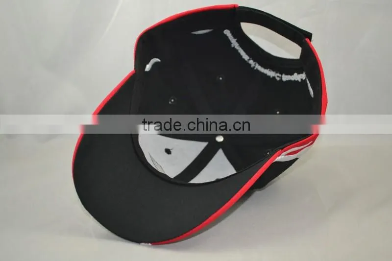Guangzhou hat factory professional custom/ 100% cotton /6 panel / embroidery logo and the red/black baseball cap