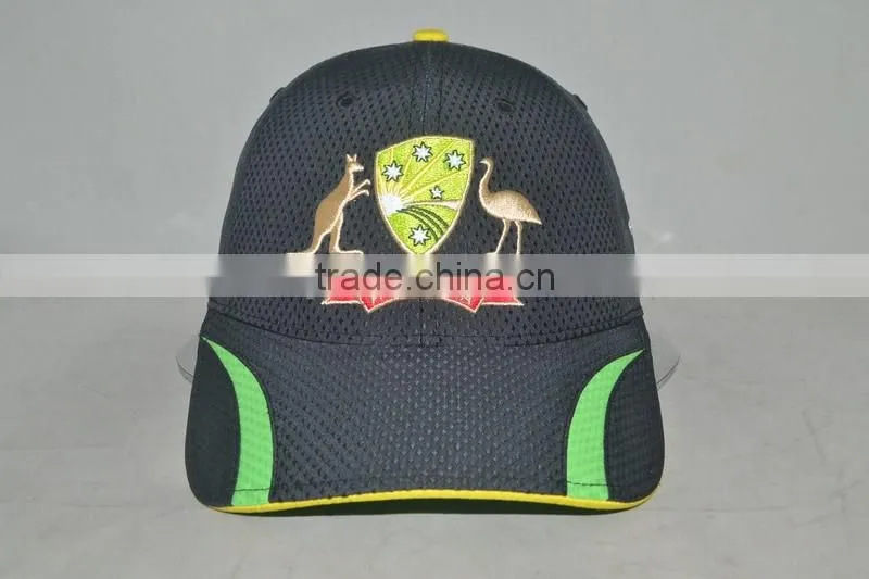 Guangzhou hat factory professional custom 6 panel / 100% polyester/black outdoor sports cap
