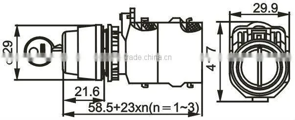 2 or 3 position switch Key Selector Actuator KD38C-11Y/2 ,NO+NC