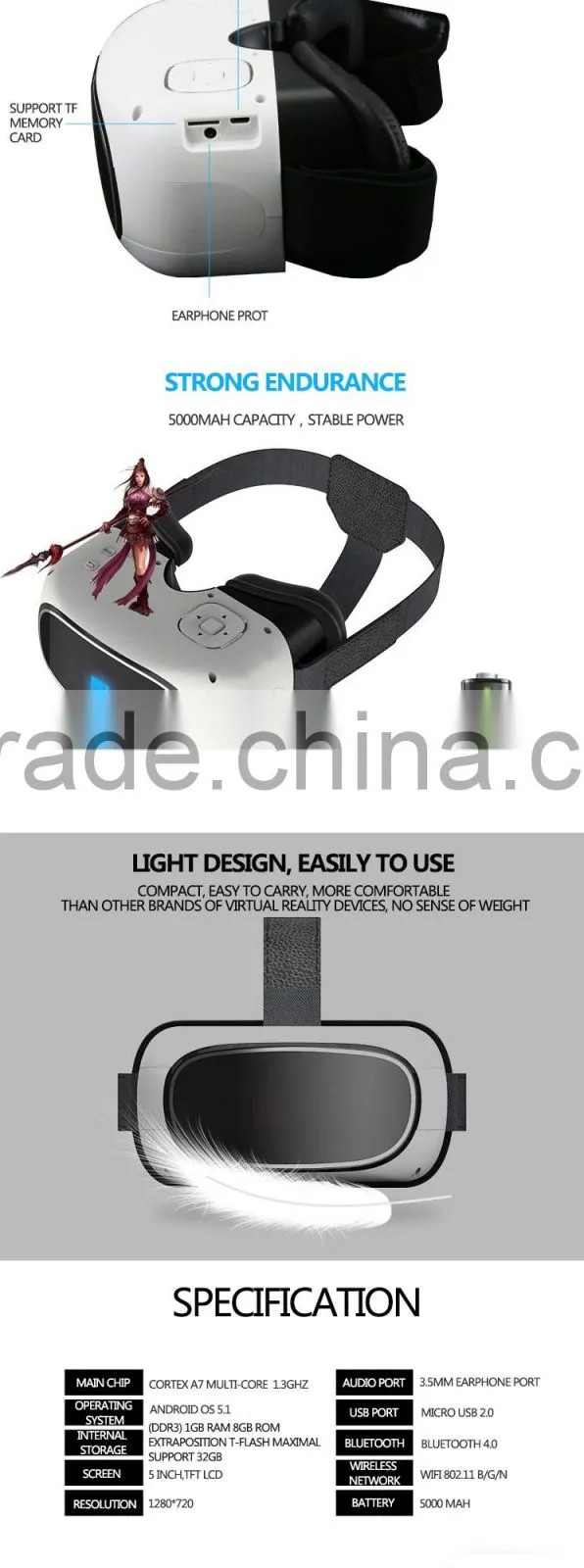 2016 Hot Sale 3D Glasses Virtual Reality All In One VR box With FHD Screen Octa Core Android OS