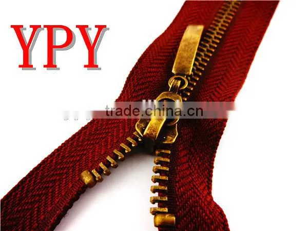 5# antique brass metal zipper for outer garment