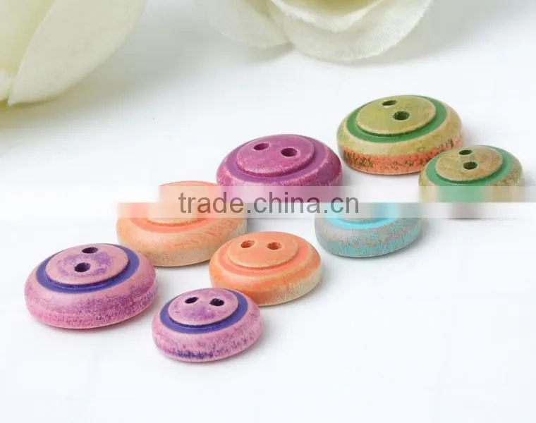 Colorful Two Hole Wooden Buttons in Bulk Wholesale