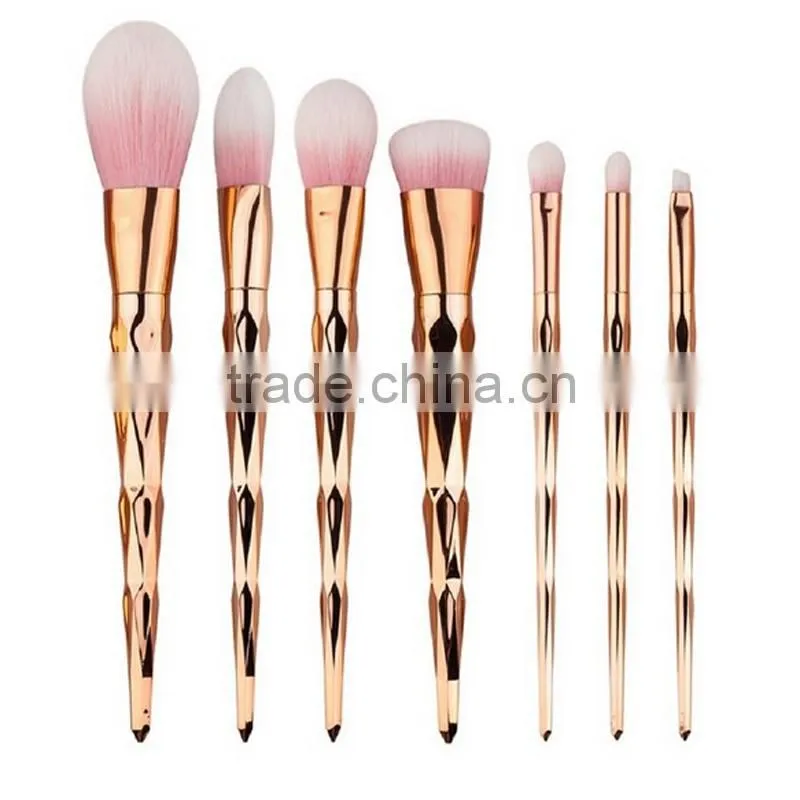 Wholesale high quality 7pcs rainbow handle cosmetic makeup brush set for women