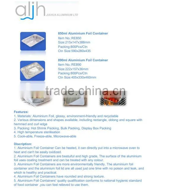 Disposable rectangle aluminium foil baking pan,/oblong aluminium food pan